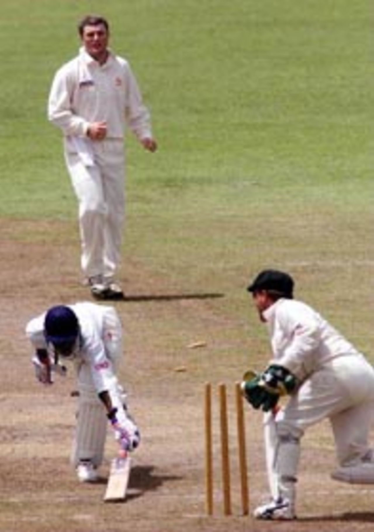 4 Sep 1999: Indika de Saram of the Board XI is stumped by Ian Healy of Australia off the bowling of Stuart MacGill, during day two of the tour match between the Sri Lanka Board XI and Australia at Saravanamuttu Stadium, Colombo, Sri Lanka.