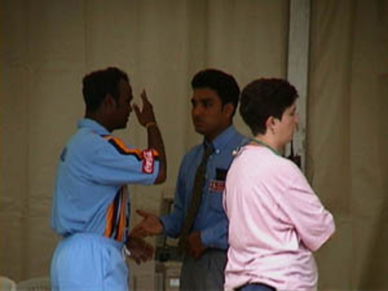 Vinod Kambli getting a tip or two from Sanjay Manjrekar, currently a Television commentator, India v Zimbabwe (2nd ODI), Coca-Cola Singapore Challenge, 1999-2000, Kallang Ground, Singapore, 4 Sep 1999