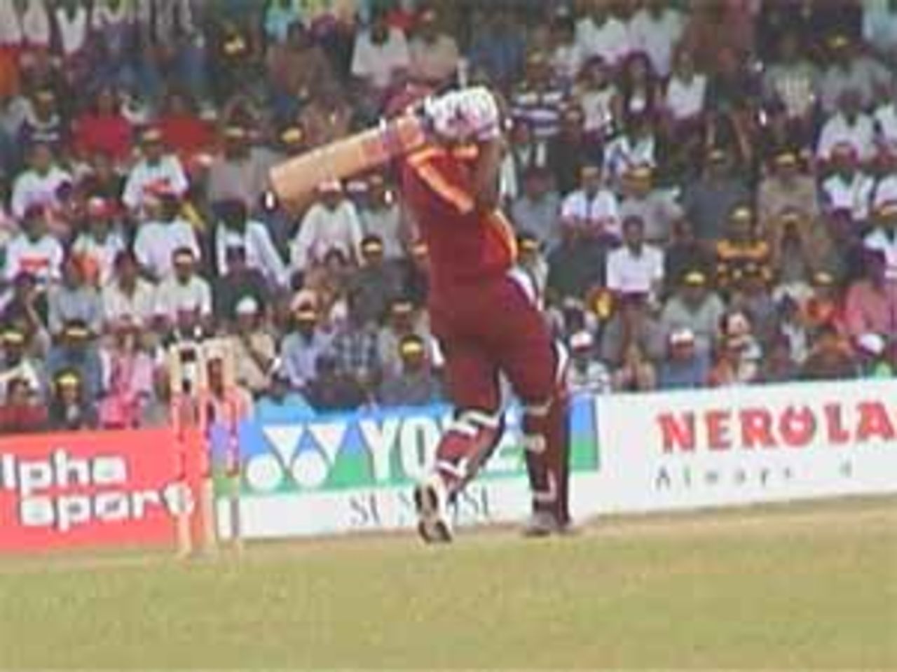 Lara thrashes the Indian bowling, India v West Indies (3rd ODI), Coca-Cola Singapore Challenge, 1999-2000, Kallang Ground, Singapore, 5 Sep 1999.