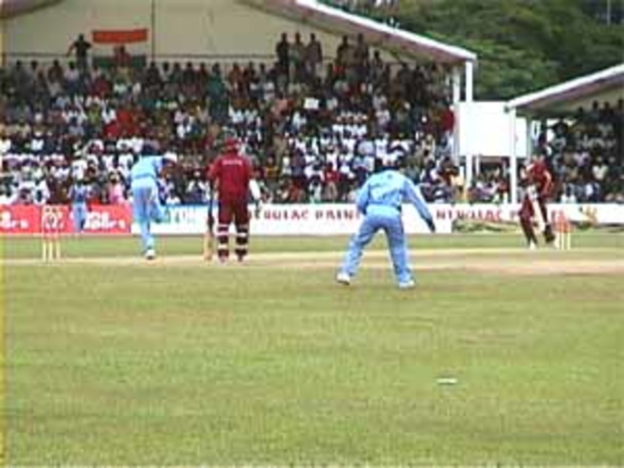 Chanderpual defends, India v West Indies (3rd ODI), Coca-Cola Singapore Challenge, 1999-2000, Kallang Ground, Singapore, 5 Sep 1999.