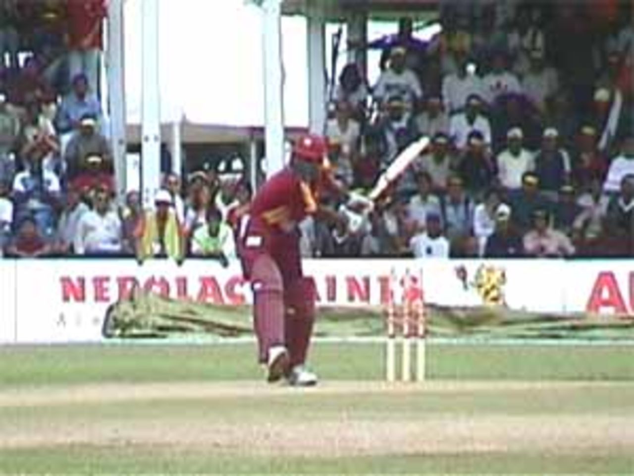 Chanderpaul launches into a drive, India v West Indies (3rd ODI), Coca-Cola Singapore Challenge, 1999-2000, Kallang Ground, Singapore, 5 Sep 1999.