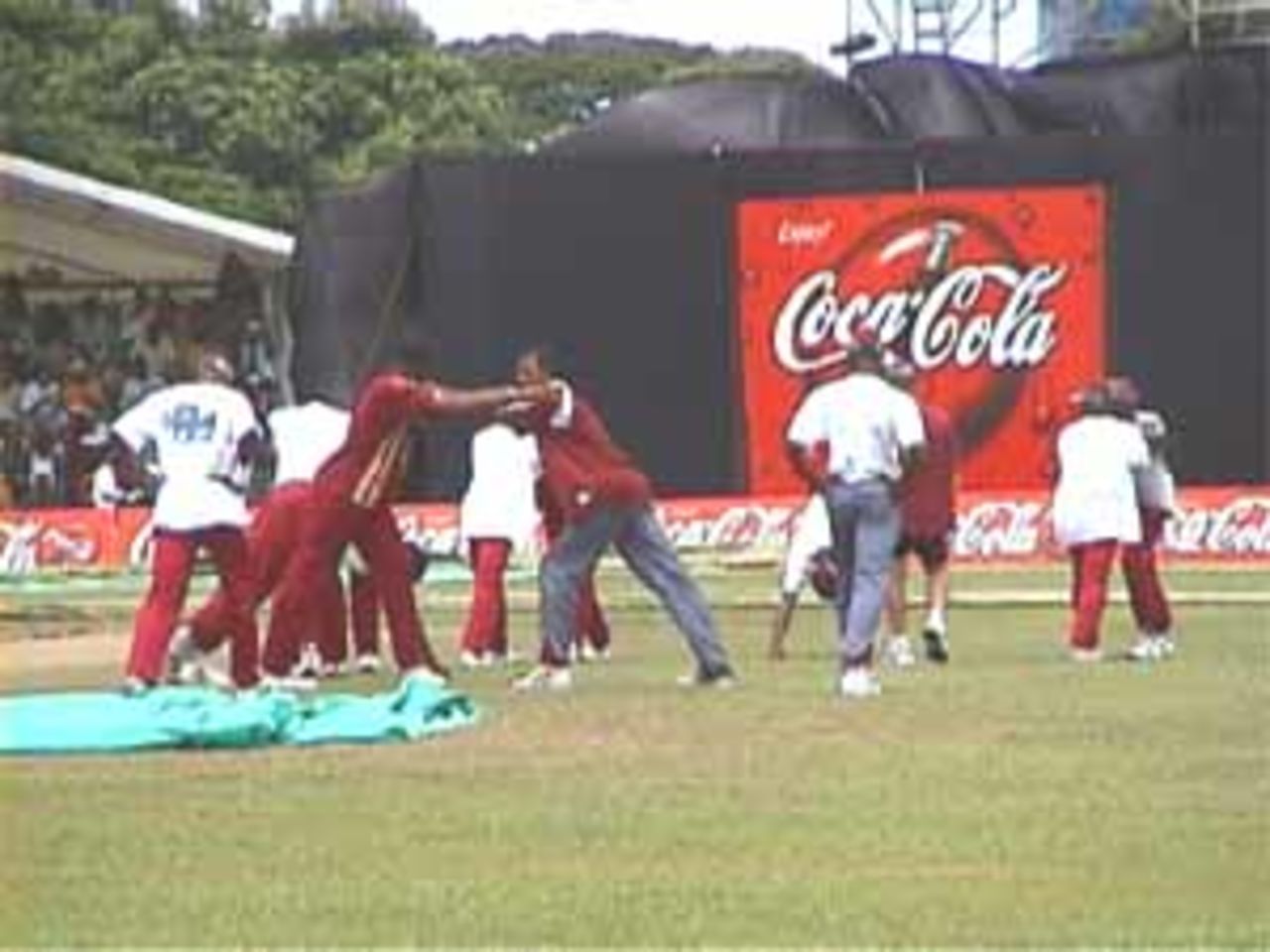 West Indies warming up, India v West Indies (3rd ODI), Coca-Cola Singapore Challenge, 1999-2000, Kallang Ground, Singapore, 5 Sep 1999.