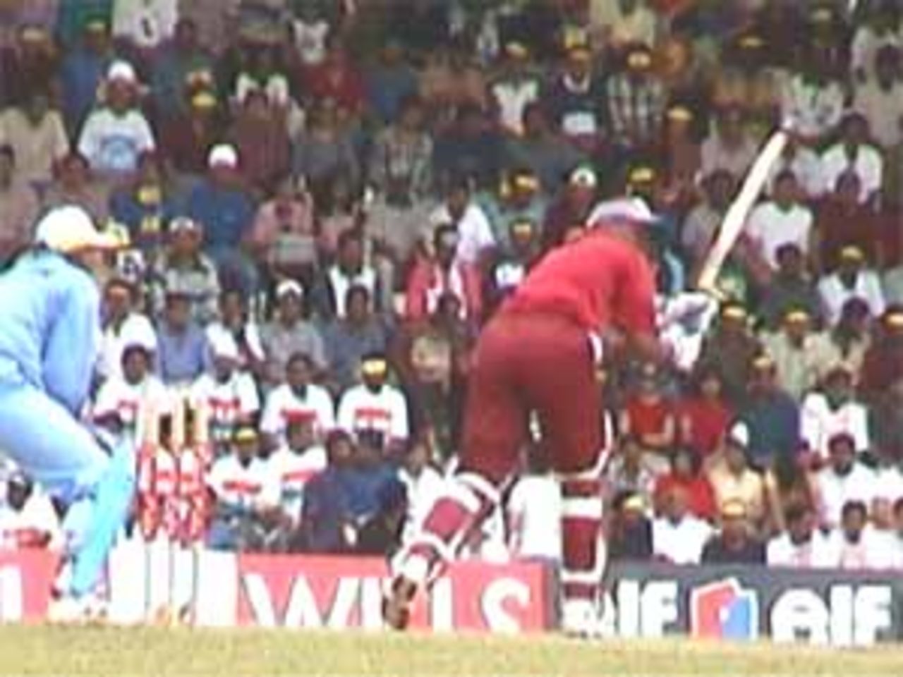 Lara works the ball through the on-side, India v West Indies (3rd ODI), Coca-Cola Singapore Challenge, 1999-2000, Kallang Ground, Singapore, 5 Sep 1999.