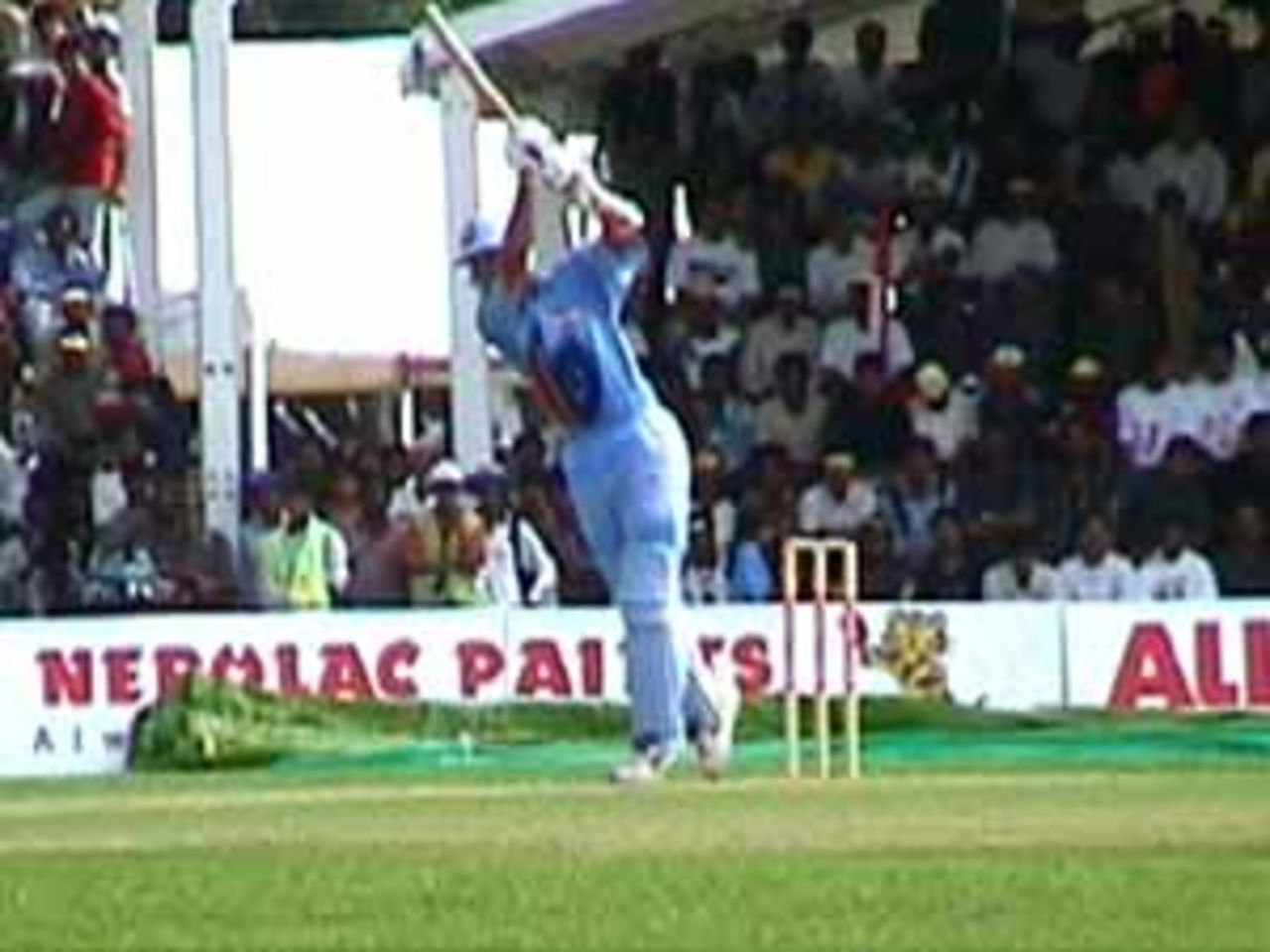 Dravid drives fluently down the ground, India v West Indies (3rd ODI), Coca-Cola Singapore Challenge, 1999-2000, Kallang Ground, Singapore, 5 Sep 1999.