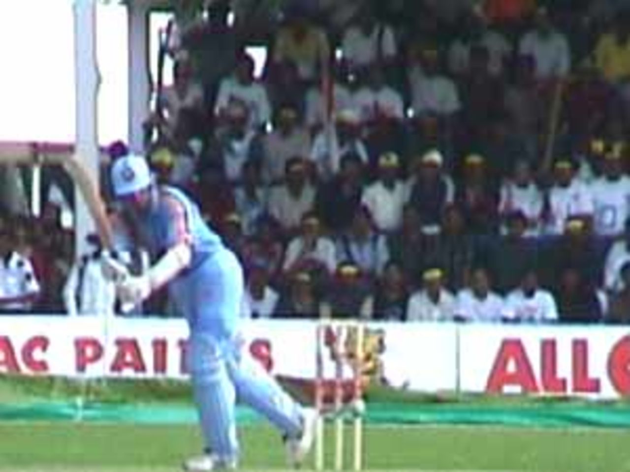 Dravid whips the ball through the onside, India v West Indies (3rd ODI), Coca-Cola Singapore Challenge, 1999-2000, Kallang Ground, Singapore, 5 Sep 1999.