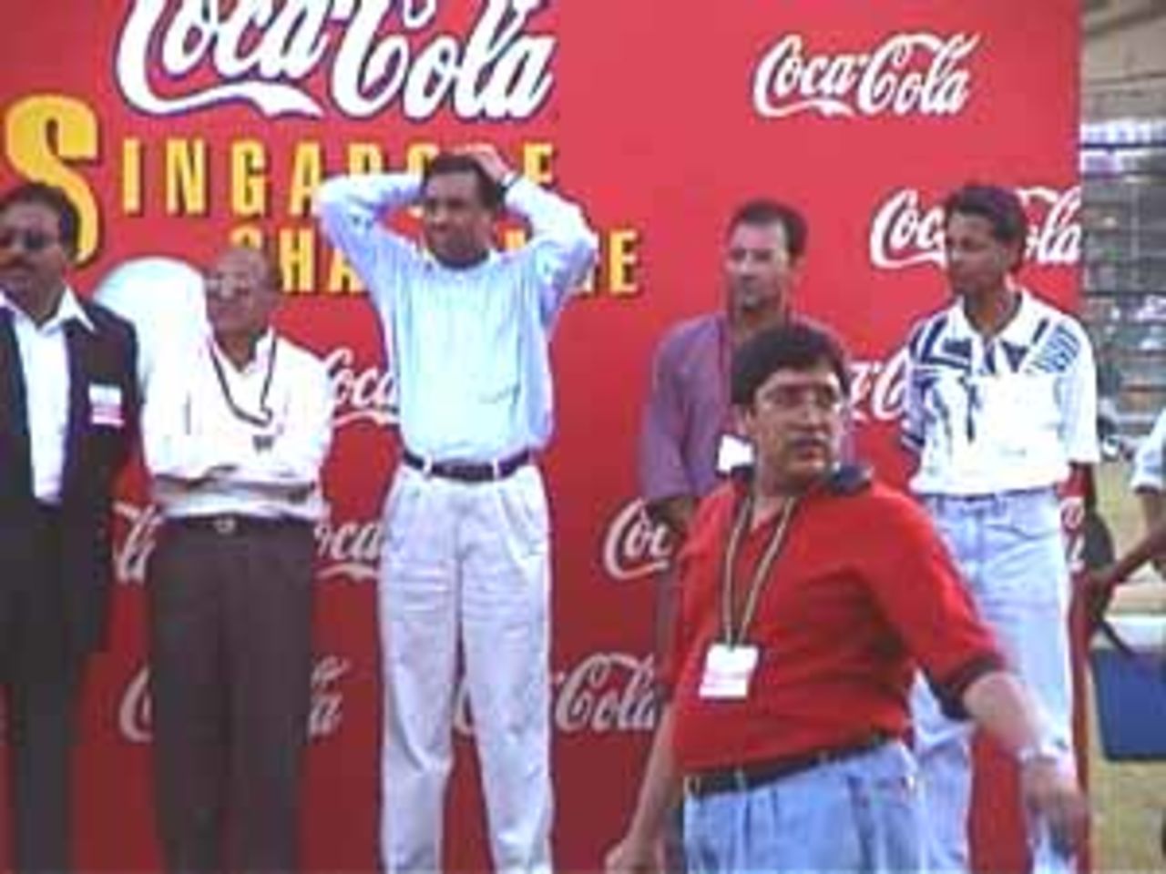 The presentation party, India v West Indies (3rd ODI), Coca-Cola Singapore Challenge, 1999-2000, Kallang Ground, Singapore, 5 Sep 1999.