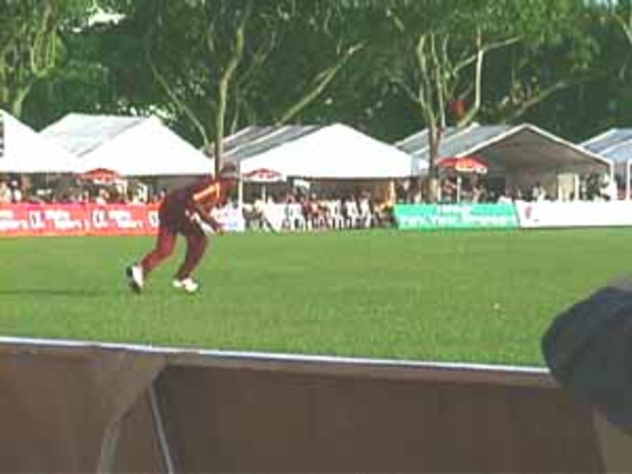 West Indian fielder covering the boundary, India v West Indies (3rd ODI), Coca-Cola Singapore Challenge, 1999-2000, Kallang Ground, Singapore, 5 Sep 1999.