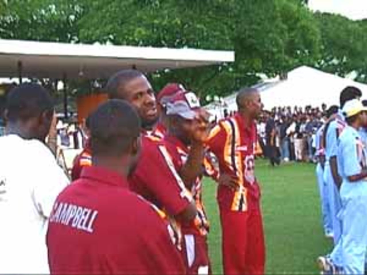 West Indians at the award ceremony, India v West Indies (3rd ODI), Coca-Cola Singapore Challenge, 1999-2000, Kallang Ground, Singapore, 5 Sep 1999.