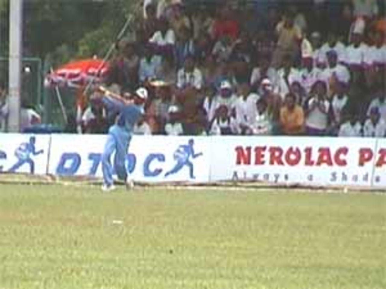 Shukla fires the ball in from the outfield, India v West Indies (3rd ODI), Coca-Cola Singapore Challenge, 1999-2000, Kallang Ground, Singapore, 5 Sep 1999.