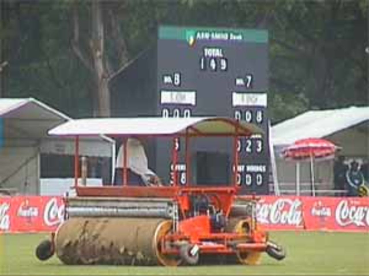 The super sopper tries to mop up the soggy out field, India v West Indies (Final), Coca-Cola Singapore Challenge, 1999-2000, Kallang Ground, Singapore, 7 Sep 1999.