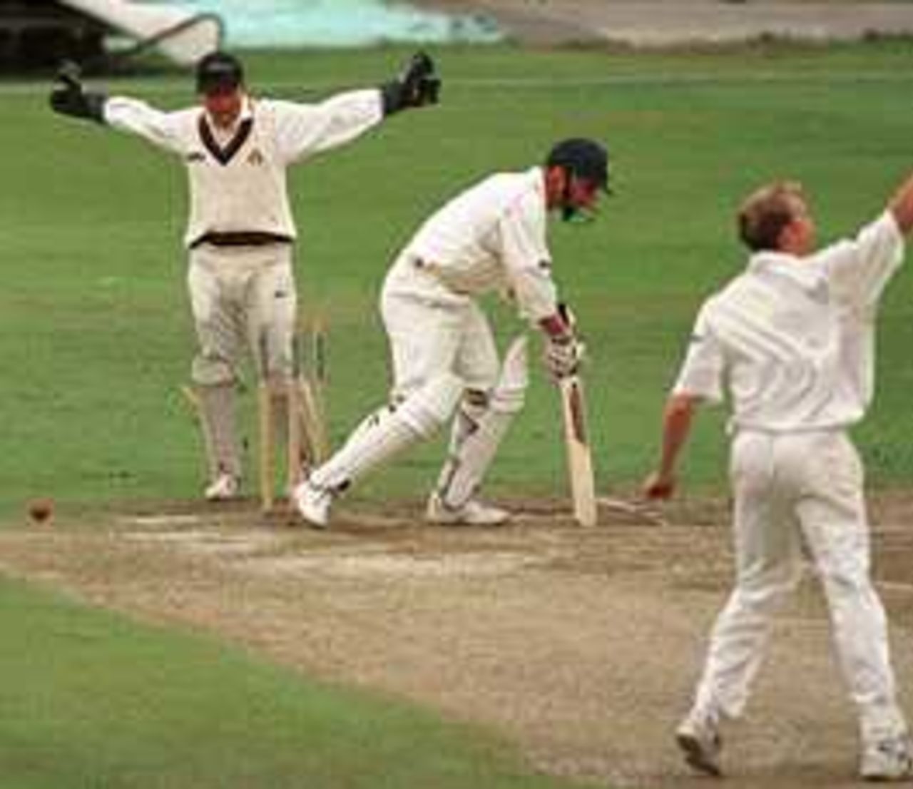 Fleming bowled by Schofield, County Championship, Lancashire v Kent, 8-11 September 1999