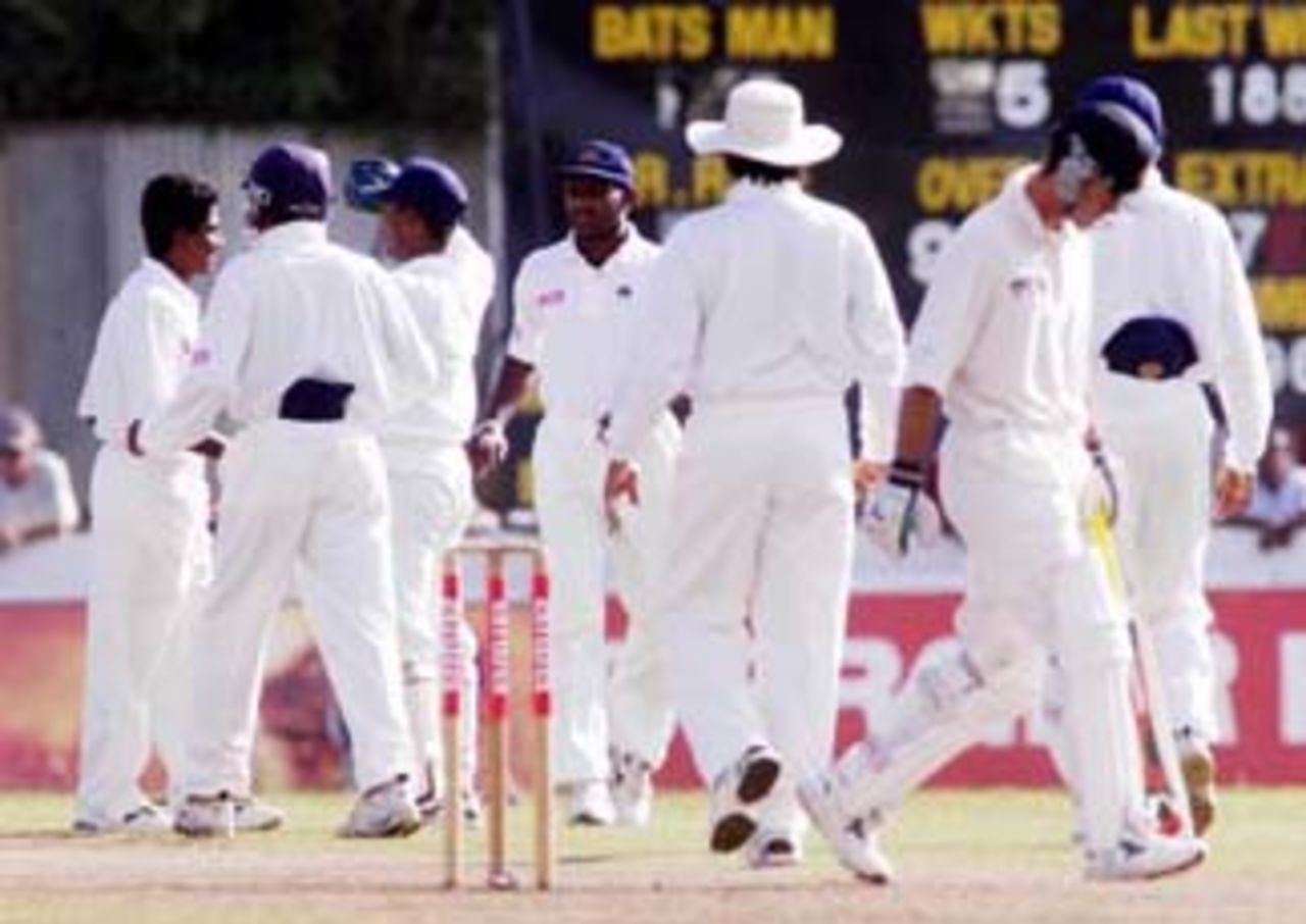 24 Sep 1999: Ricky Ponting of Australia walks off after being dismissed by Herath of Sri Lanka, during day three of the second test between Sri Lanka and Australia at Galle International Stadium, Galle, Sri Lanka.