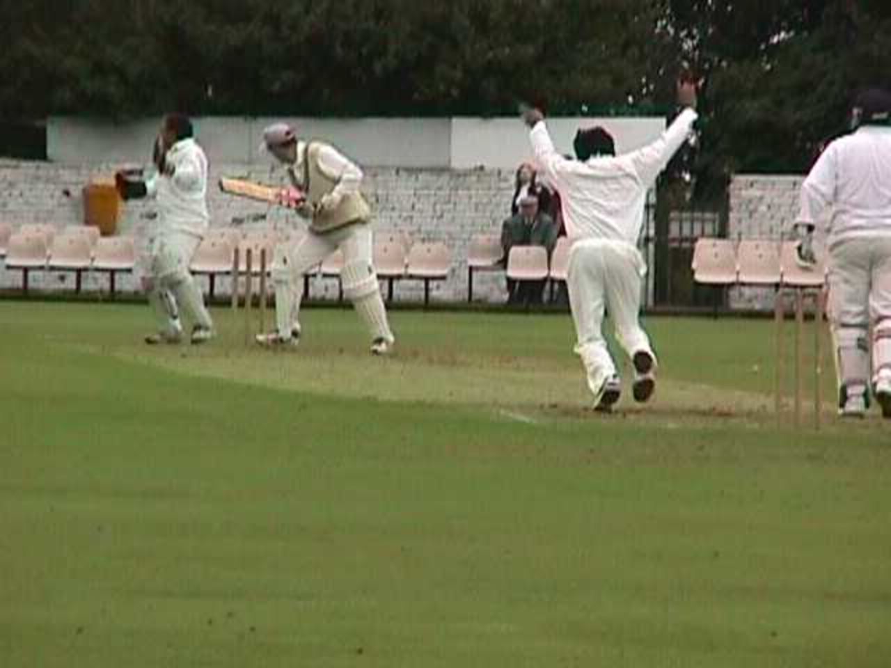 Liquat Khan wins the battle of the captains by bowling John Wilkin