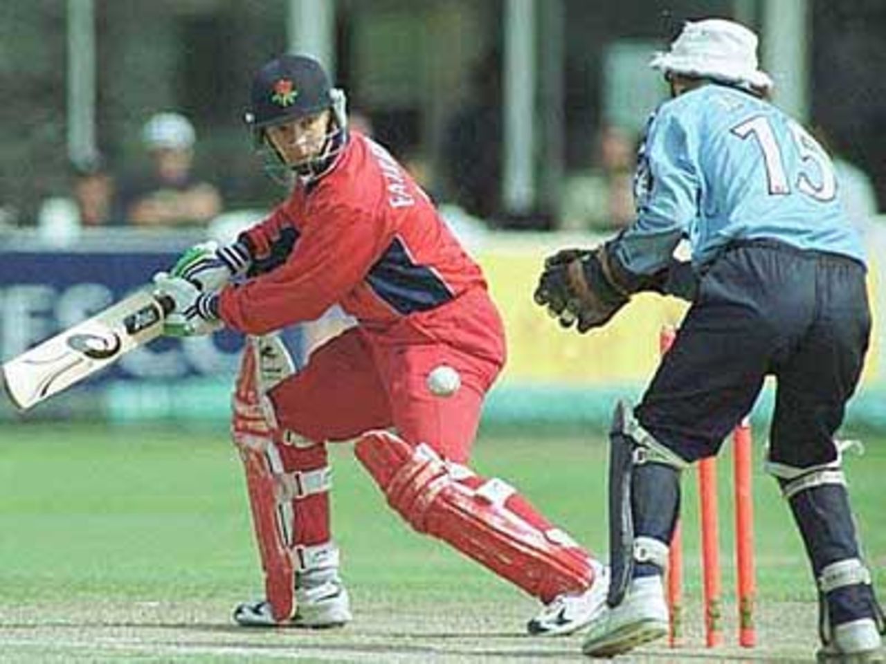 Neil Fairbrother plays a late cut past Jack Russell, National League Division One, 2000, Gloucestershire v Lancashire, The Royal & Sun Alliance County Ground, Bristol, 4 September 2000.