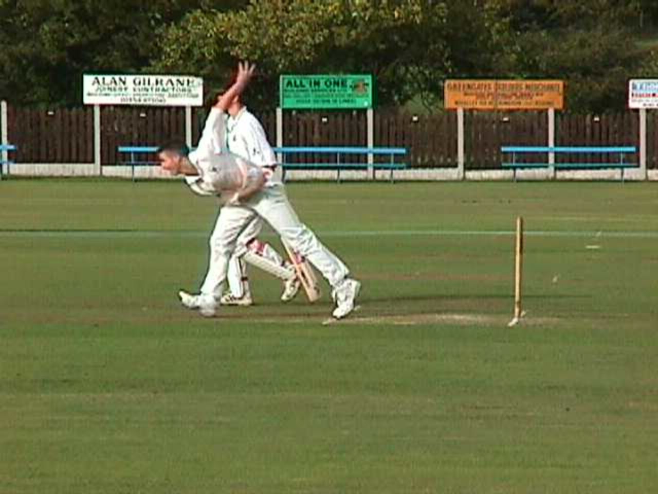Ramsbottom opening bowler Lee Daggett in action against Church