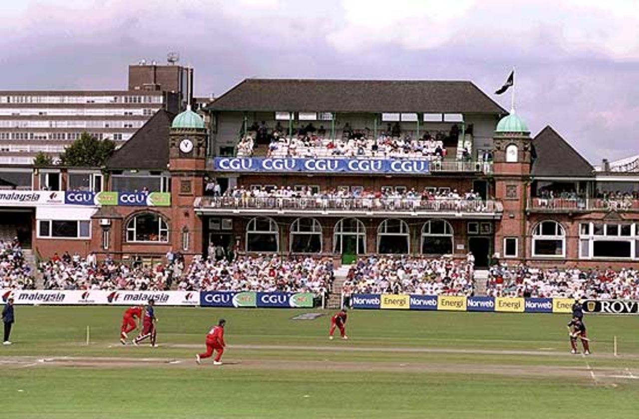 12 Sep 1999: A general view of the Old Trafford cricket ground during the CGU National Cricket League game between Lancashire Lightning v Kent Spitfires at Lancashire County Cricket Club, Old Trafford, Manchester.