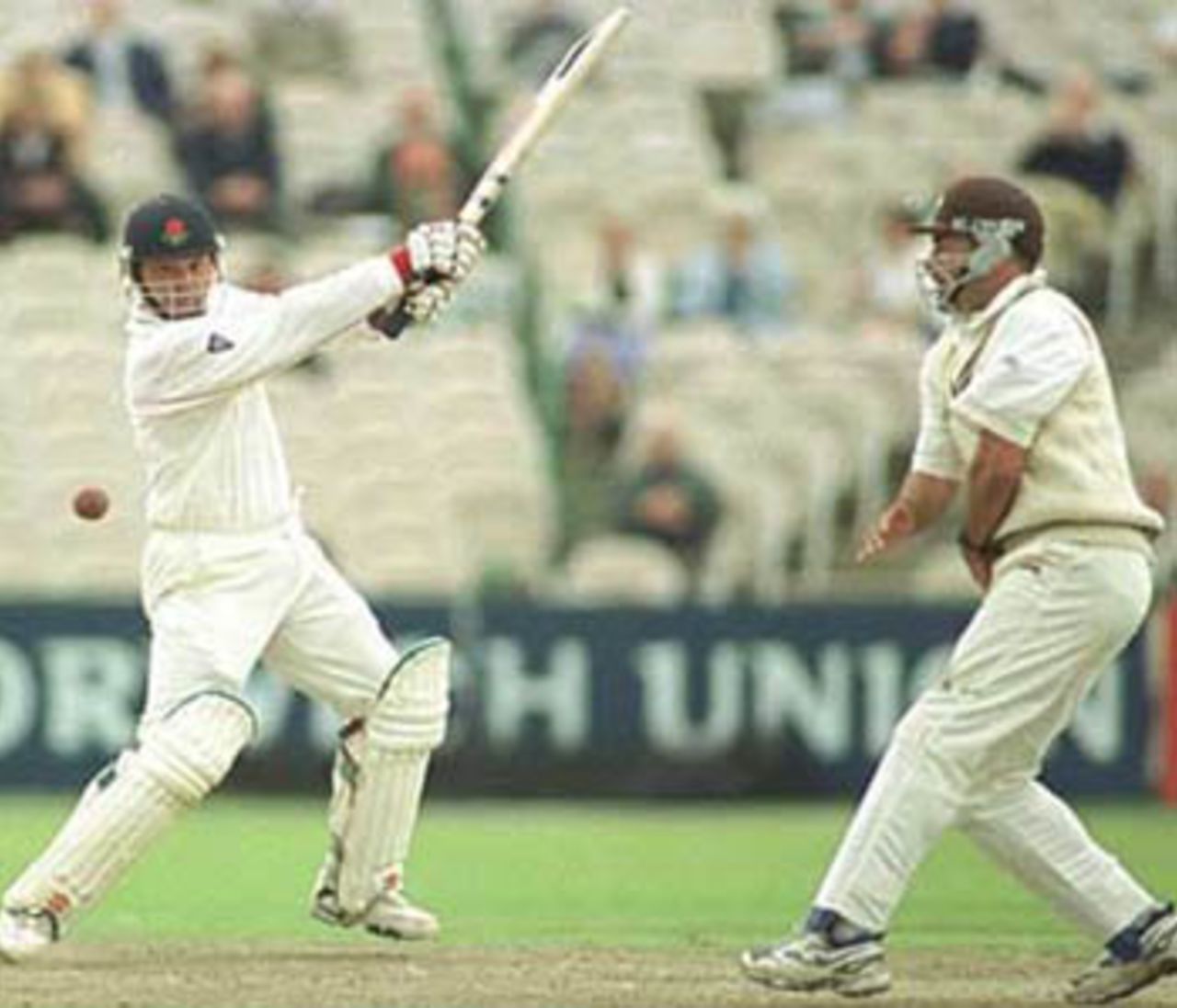 Warren Hegg plays the square cut, PPP healthcare County Championship Division One, 2000, Lancashire v Surrey, Old Trafford, Manchester, 13-16 September 2000(Day 1).