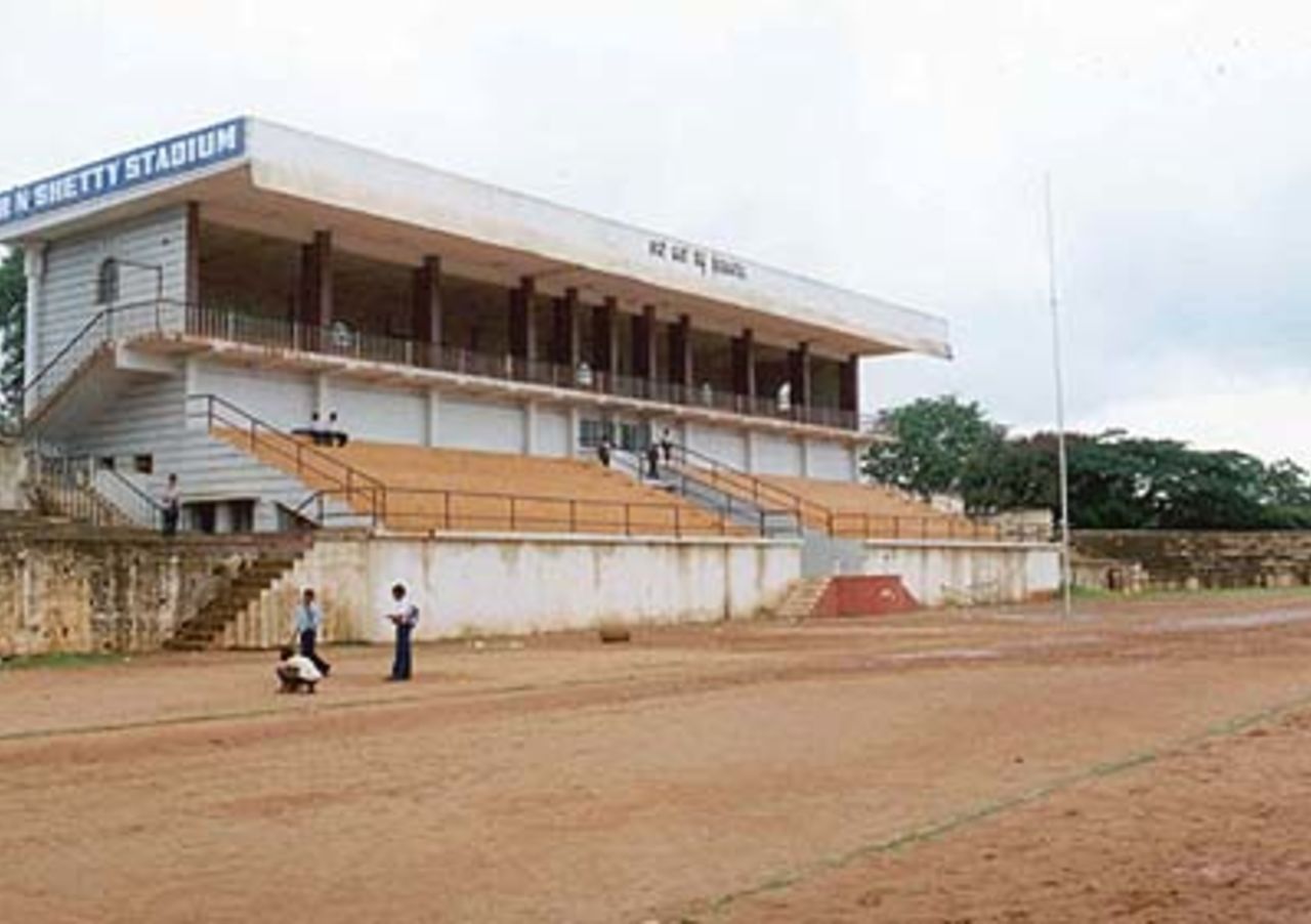 The grand stand at the RN Shetty Stadium in Dharwar