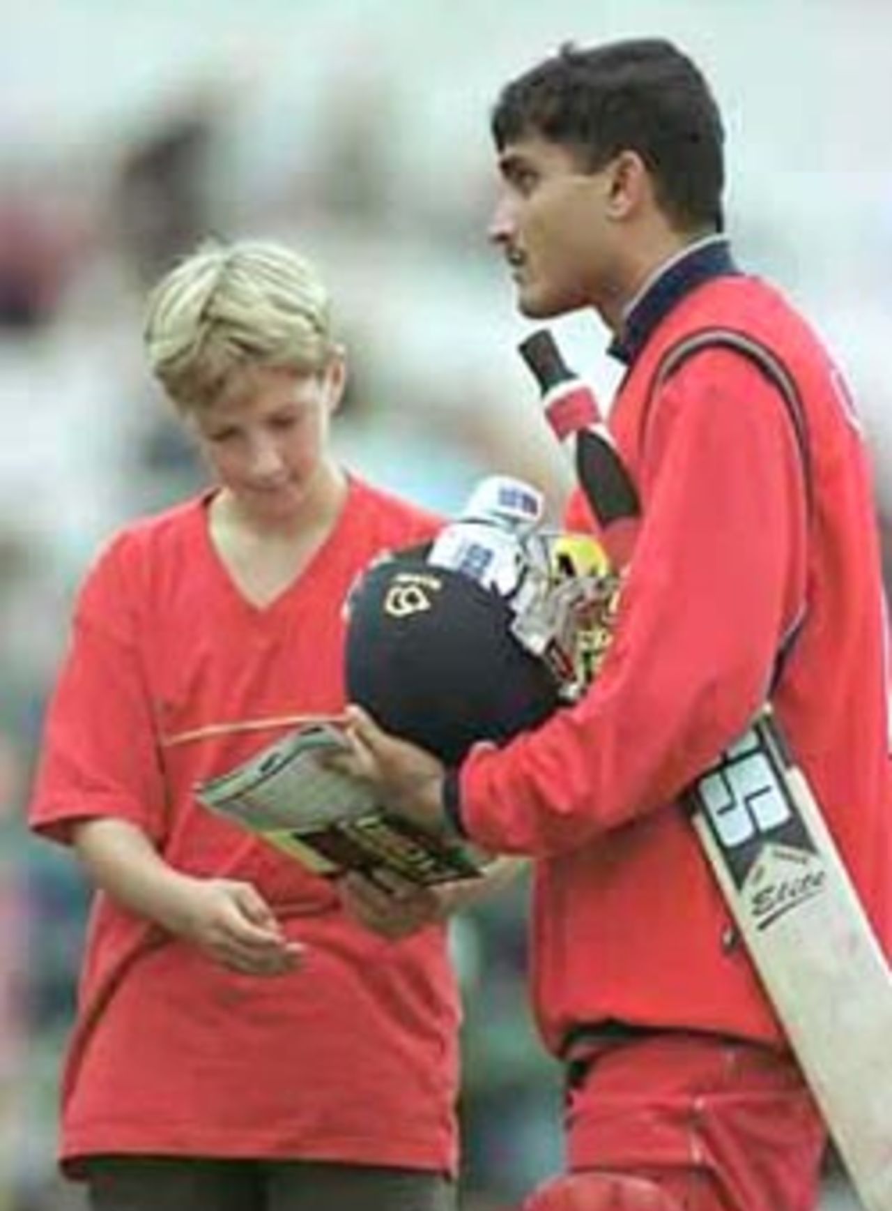 Sourav Ganguly signs off for Lancashire. National League Division One 2000, Lancashire v Sussex, Old Trafford, Manchester 17 Sep 2000