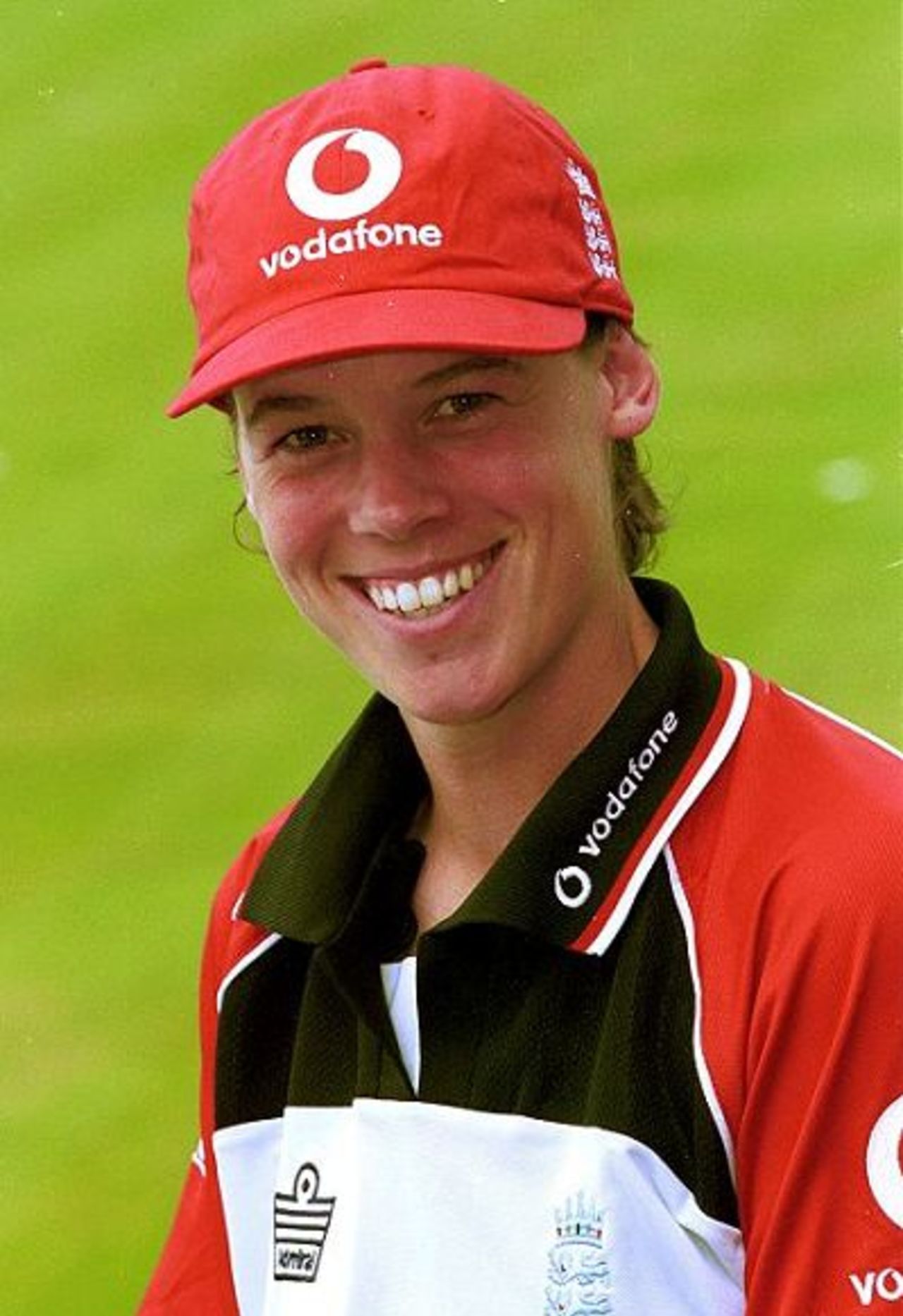 20 Jun 2000: Portrait of Lucy Pearson of England before the first women's One Day International against South Africa at the County Ground in Chelmsford, England. England won the match by 20 runs.