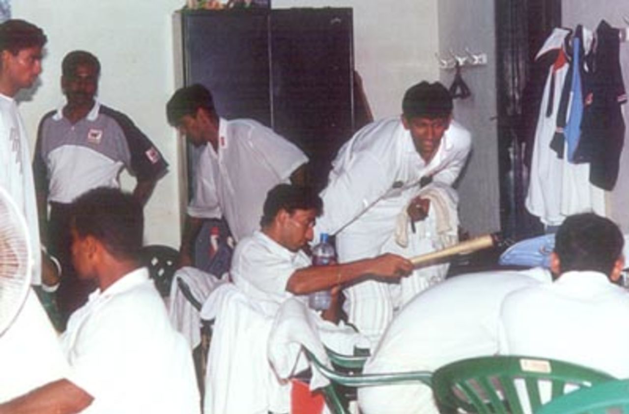 The Indian team dressing room in a state of disarray, Chennai 21 Sep 2000