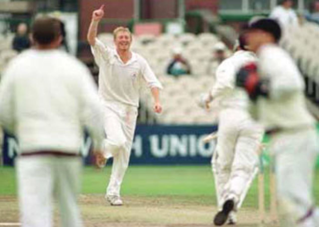 Glen Chapple takes the wicket of Ian Ward Caught by Hegg, PPP healthcare County Championship Division One, 2000, Lancashire v Surrey, Old Trafford, Manchester, 13-16 September 2000(Day 2).