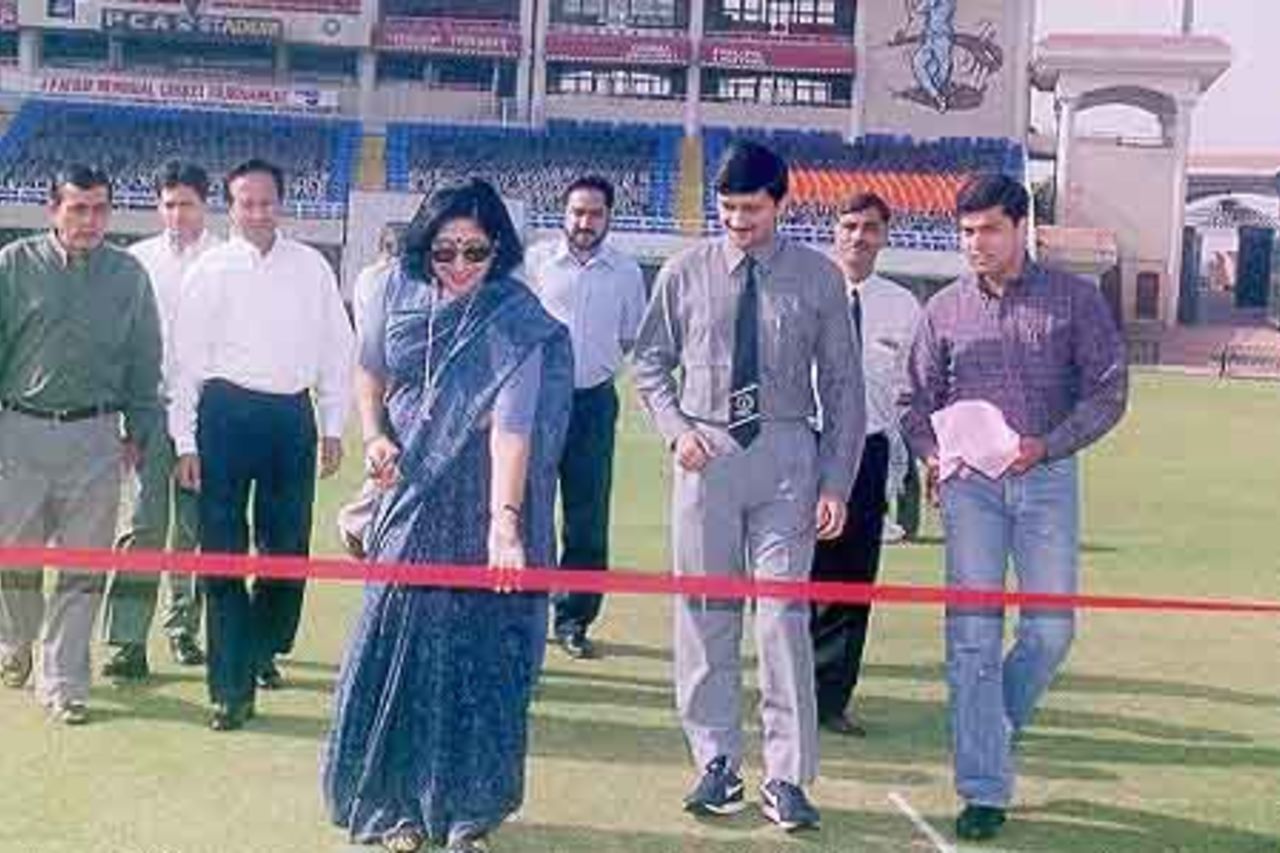 MS Vineeta Rai Adviser to the Administrator UT Chandigarh inaugurating the VIIth J.P. Atray Memorial Cricket Touranament at PCA Cricket stadium Mohali, Chandigarh on Sunday 24-09-2000.