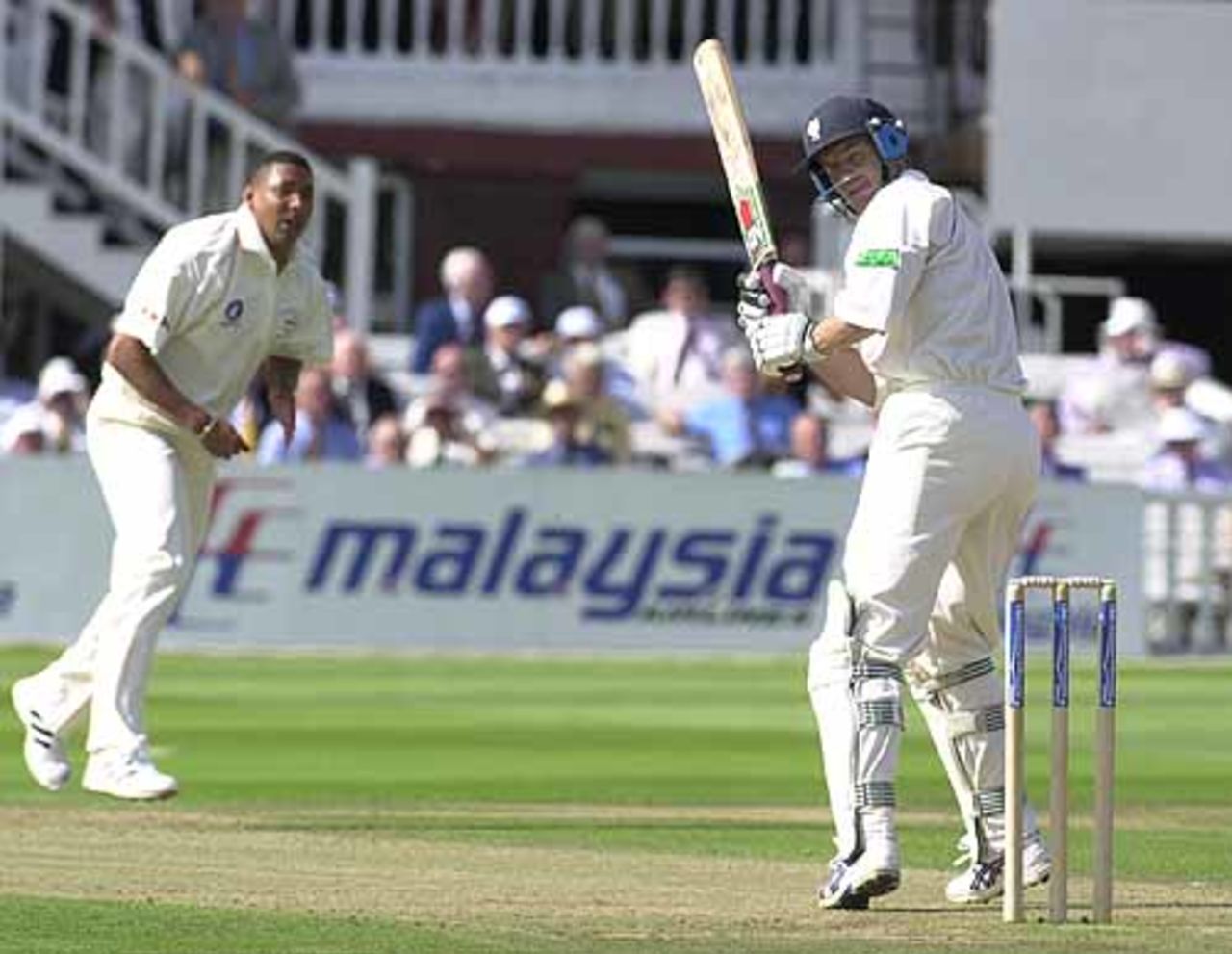 Peter Bowler turns a deFreitas delivery to the leg side for a single, C&G Trophy final, Lord's, Sat 1 Sep 2001