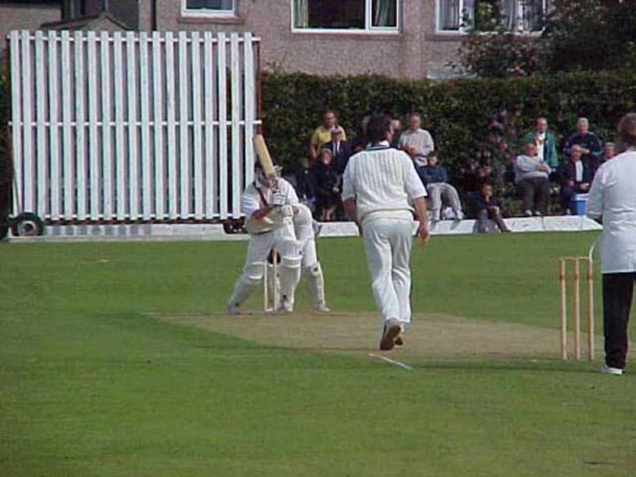 Earby professional Alex Scholefield clips the same bowler through mid wicket