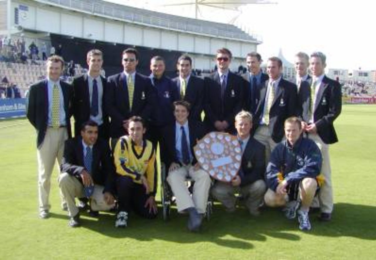 The Hampshire 2nd XI squad receive the Championship shield