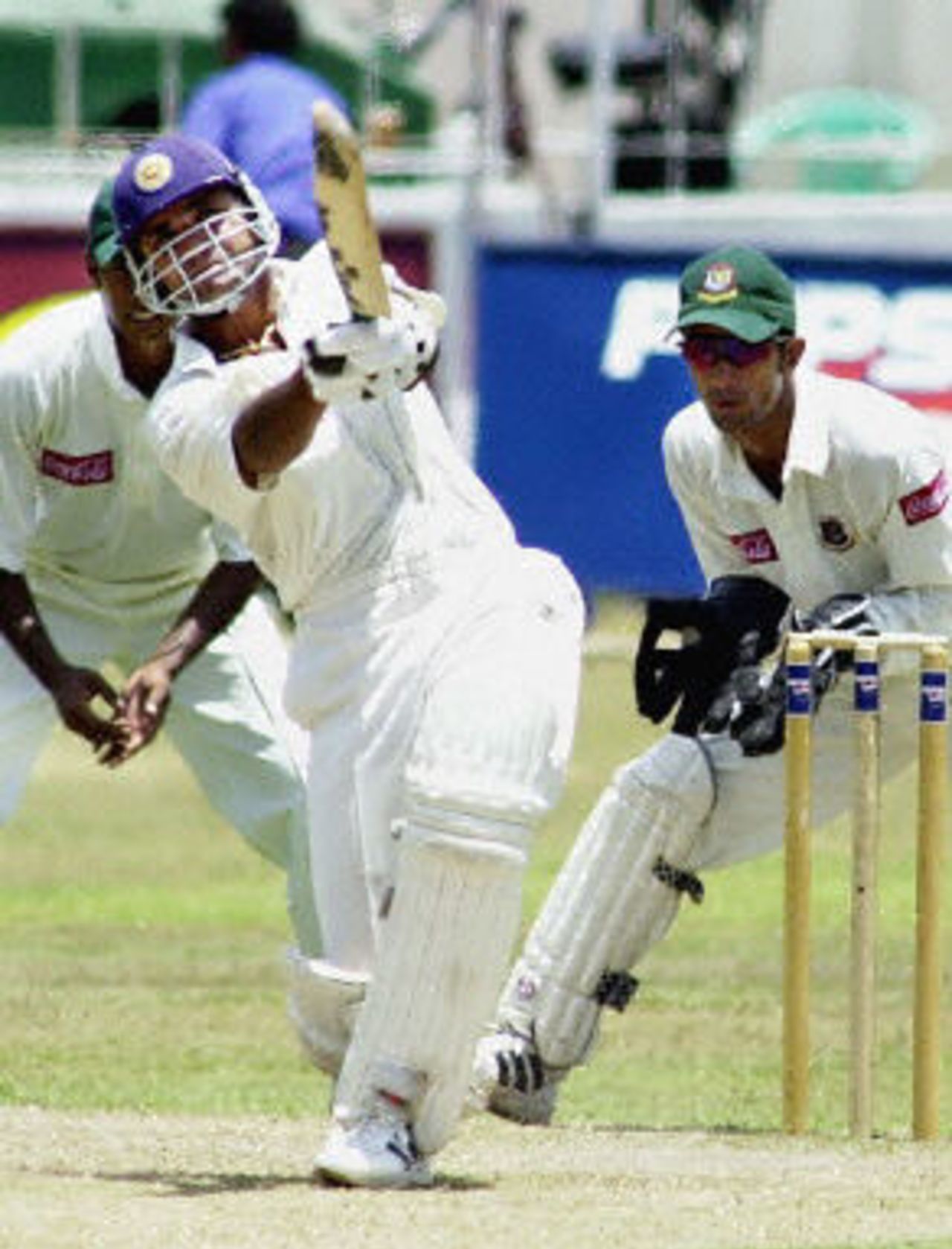 Marvan Atapattu hits a ball on his way to making 201 during the second day ,Asian Test Championship 2001-02, 2nd Match, Sri Lanka v Bangladesh, Sinhalese Sports Club Ground, Colombo.