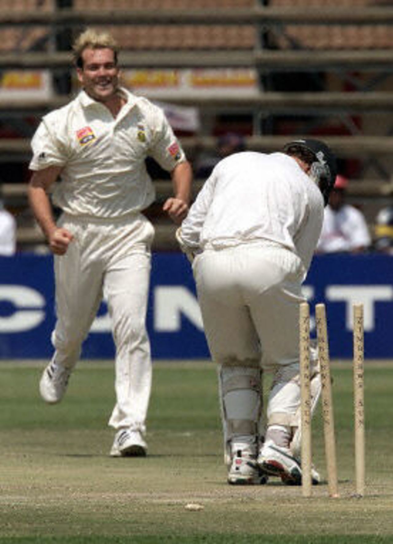 Jacques Kallis celebrates Guy Whittall's dismissal, Ist Test South Africa v Zimbabwe, 7-11 September 2001, at Harare.