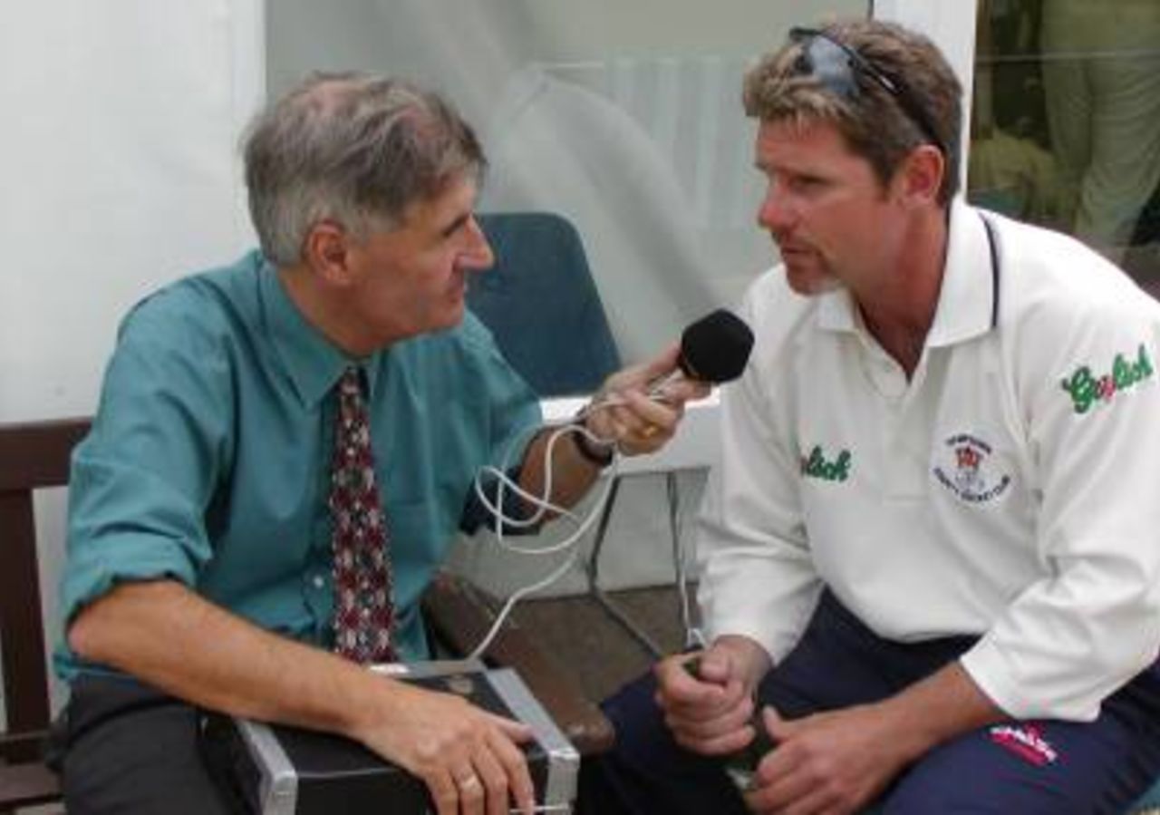 Robin Smith being interviewed by BBC man John Hughes after Middlesex's victory