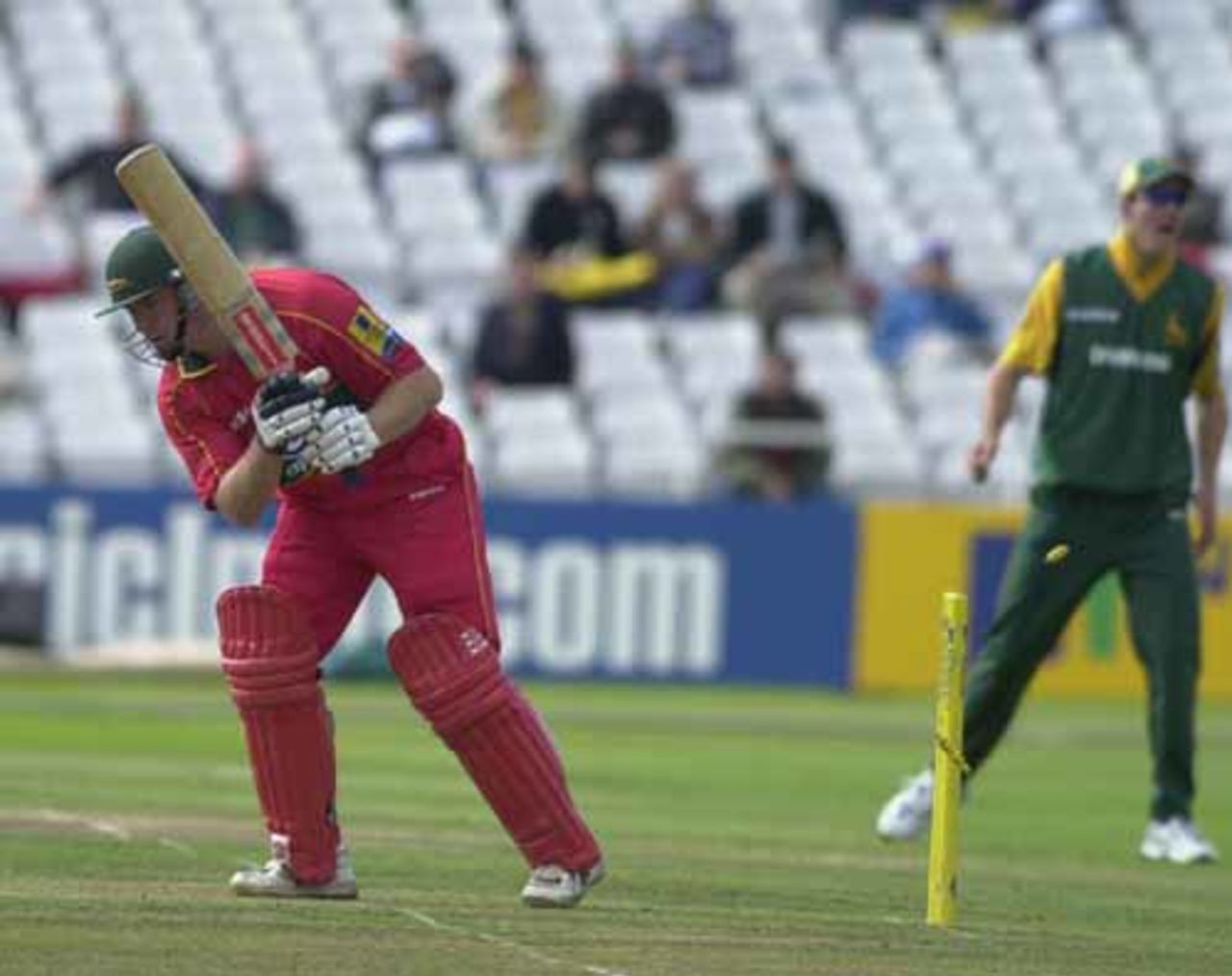 Ward bowled by Harris after making 13 runs for the Leicestershire Foxes at Trent Bridge 16th September 2001