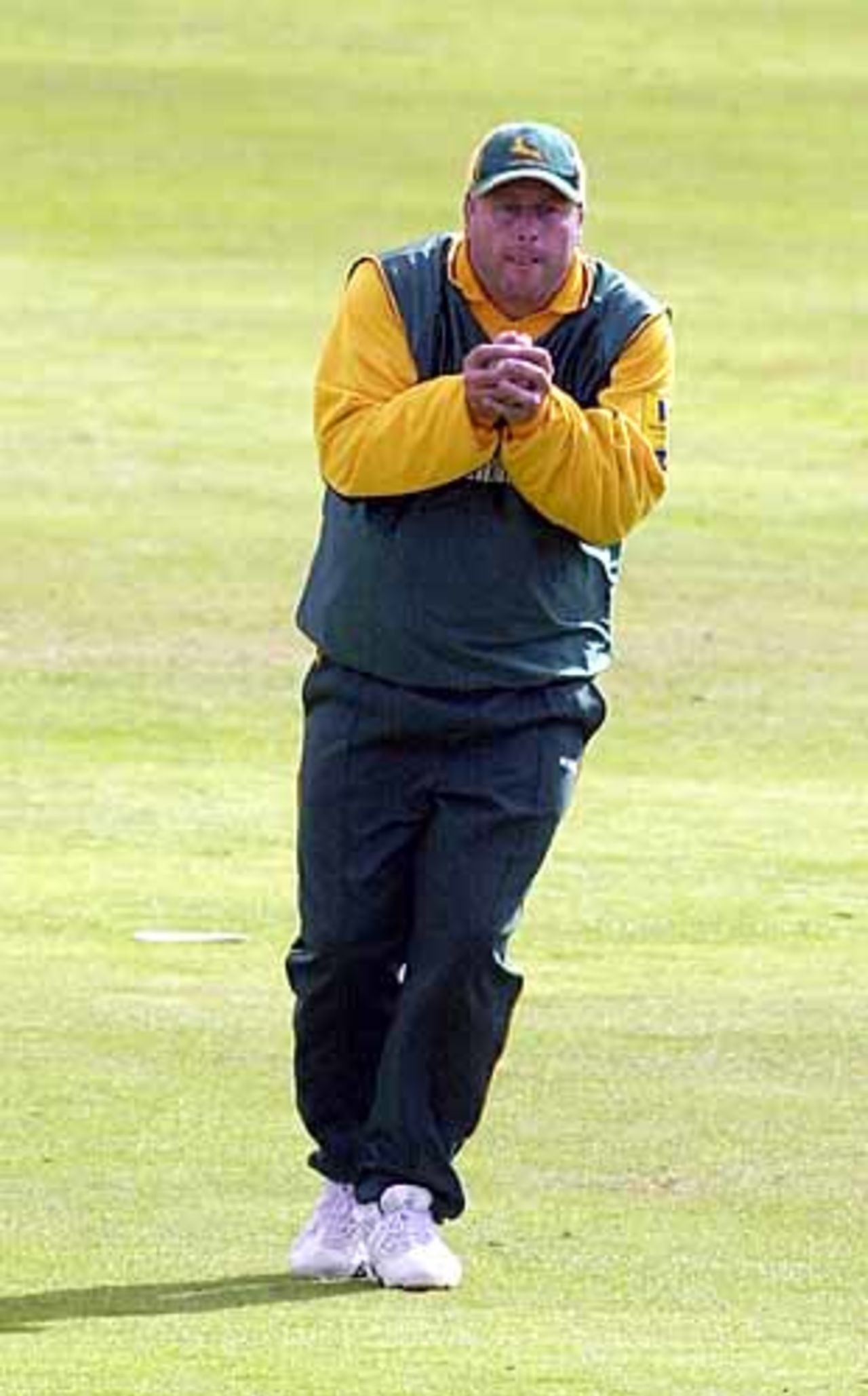 John Morris in the field on his retirement day, One of the games characters  at Trent Bridge16th September 2001