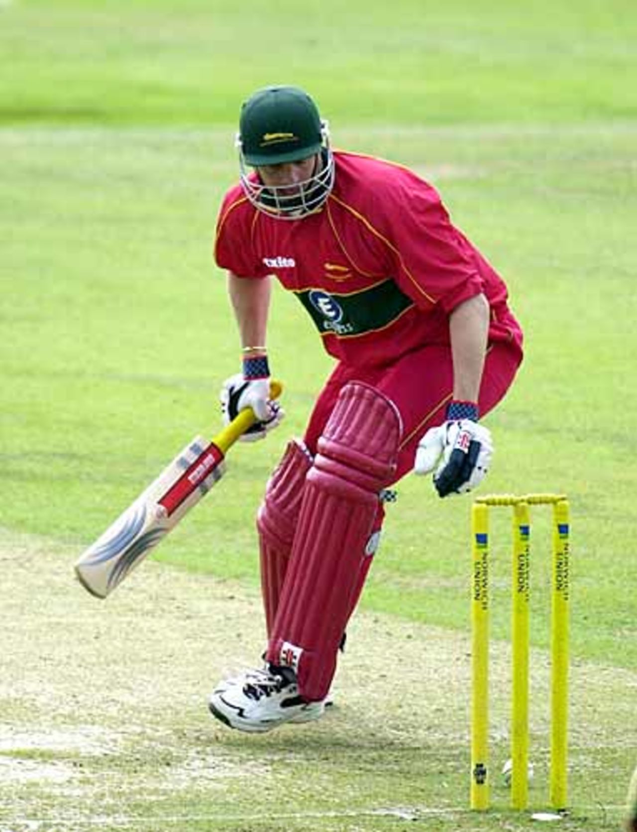 Jonathan Dakin watches this ball trickle past his stumps at Trent Bridge16th September 2001