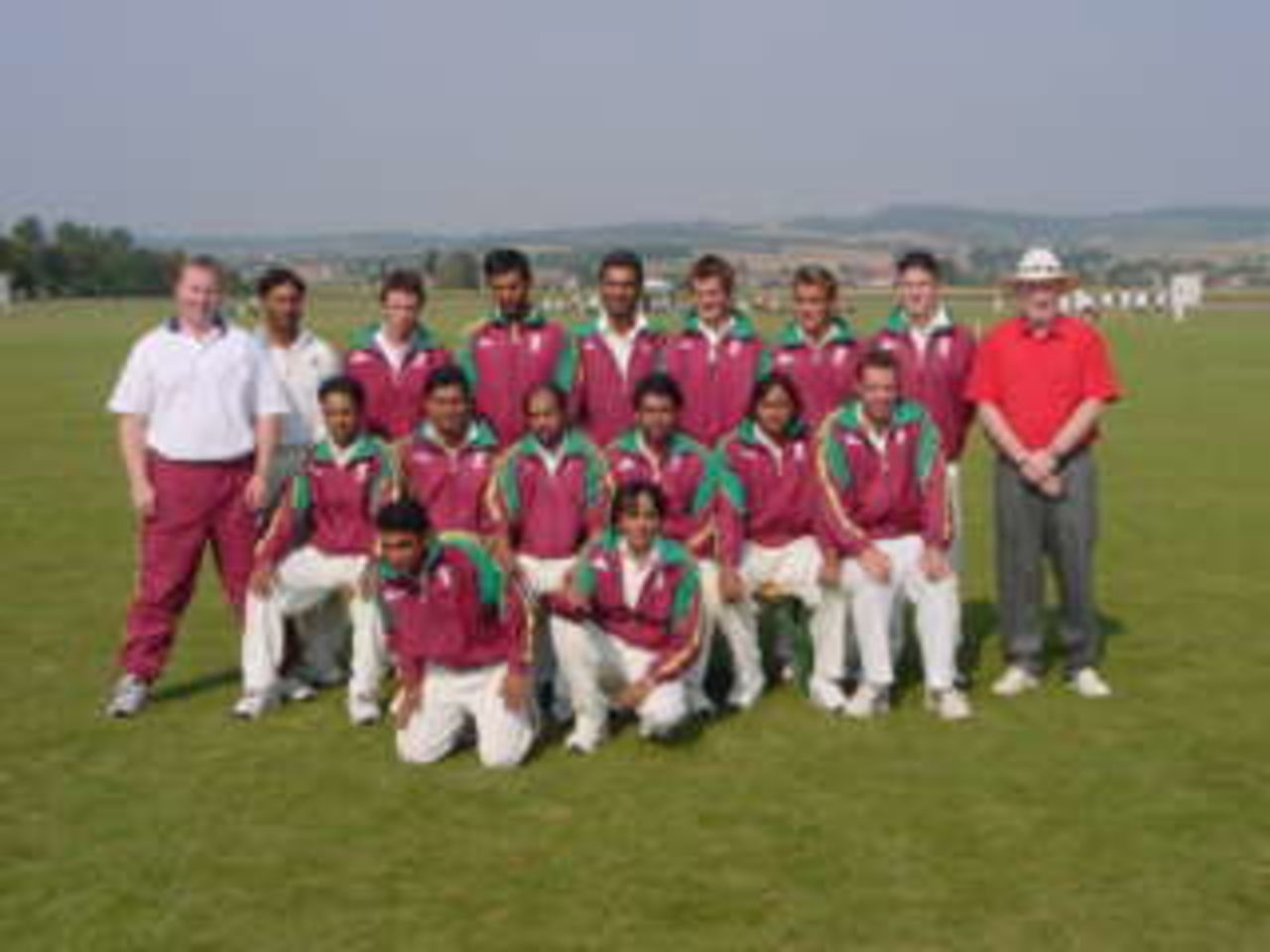 Back row: Richard Holdsworth (coach), Dinesh Maughi Carlo Buccimazza, Nadeem Butt, Quetan Quimji, Edward Chambers, Paulo Buccimazza, Jay da Costa, Peter Eckersley (manager) Seated: Humayun Shahzad, Ramesh Bhagavne, Akbar Saiyad, Intesab Mehdi, Camlesh Ramchande, Torben Rankine, Kneeling: Hussein Cheema & Moisin Saiyad (cameraman)
