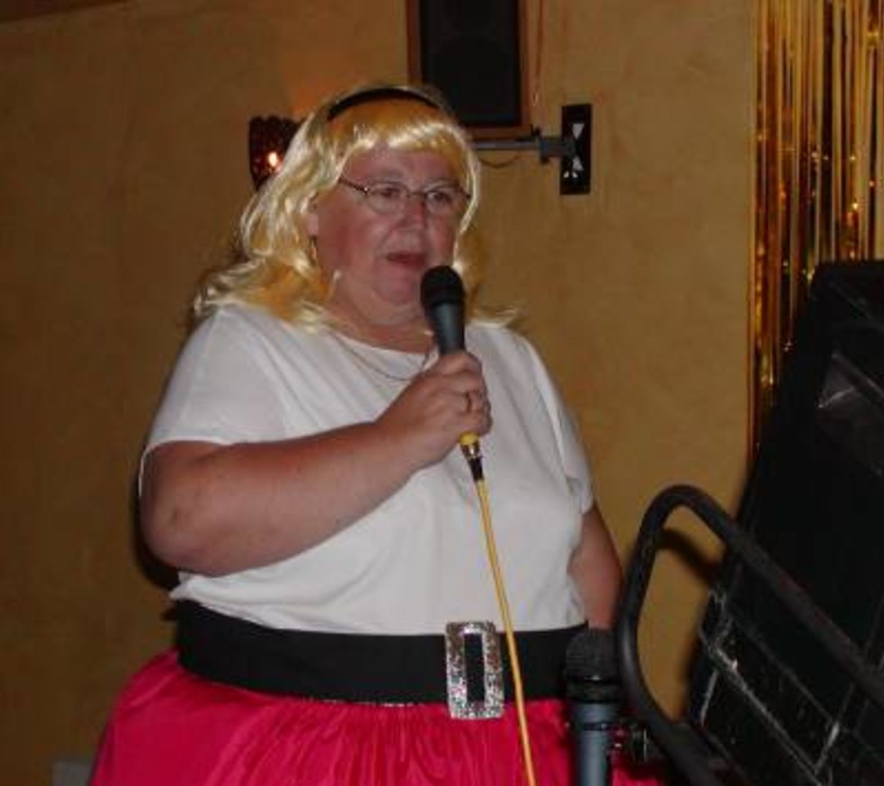 Brenda as Olivia Newton John (Sandy from Grease) - Hants end of season party 2001