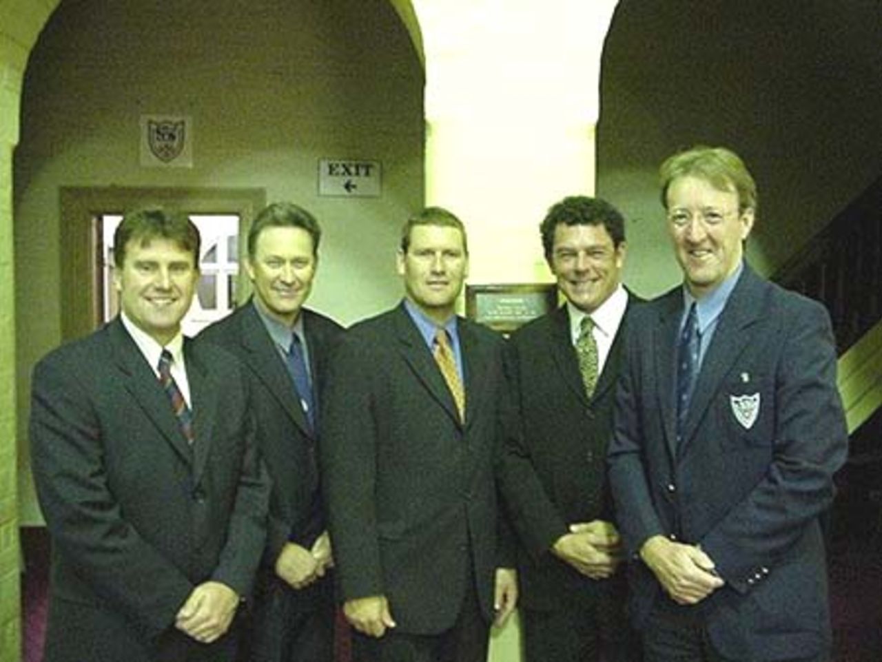 (from left to right) Mark Taylor, John Dyson, Phil Emery, Mike Whitney & Geoff Lawson after accepting life membership of the New South Wales Cricket Association