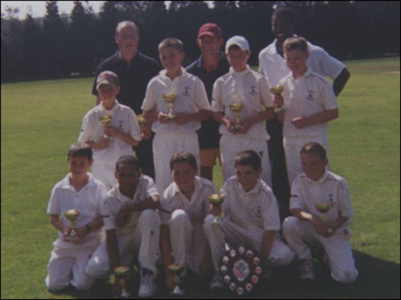 Burnley Under 11s Lancashire Pairs Cup Winners 2002<br>Back row: Peter O`Brien (scorer), Ian Whitehead (manager), Linton Williams (assistant manager)<br>Middle row: Matt Walker, Jack Higgins, Ollie Norwood, Joe Howarth<br>Front row: Josh Reynolds, Cameron Williams, Johnny O`Brien, Nathan Whitehead (capt), Reece Whitehead