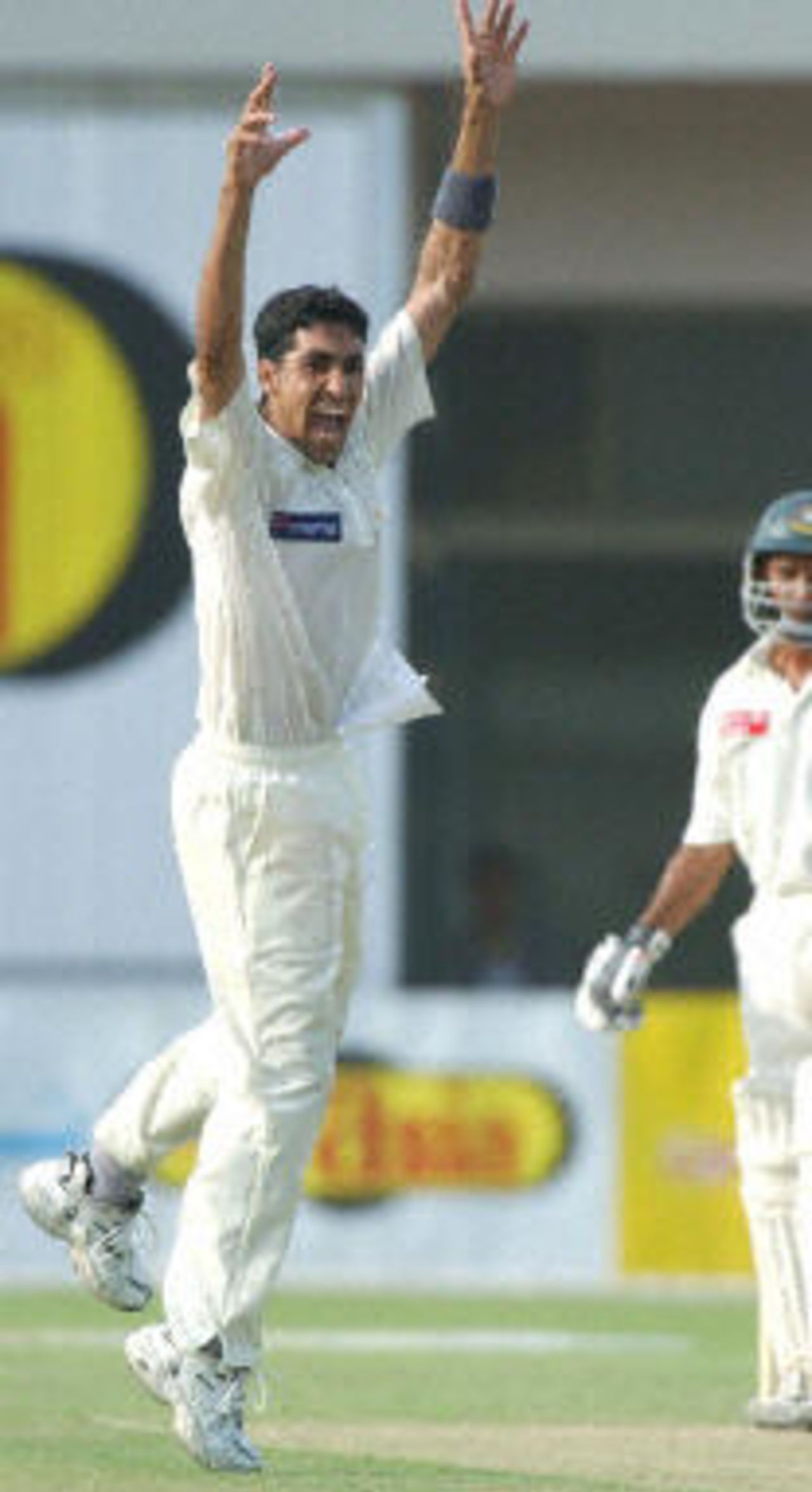 Umar Gul appeals for an LBW decission, Pakistan v Bangladesh, 3rd Test, Multan, September 4, 2003.
