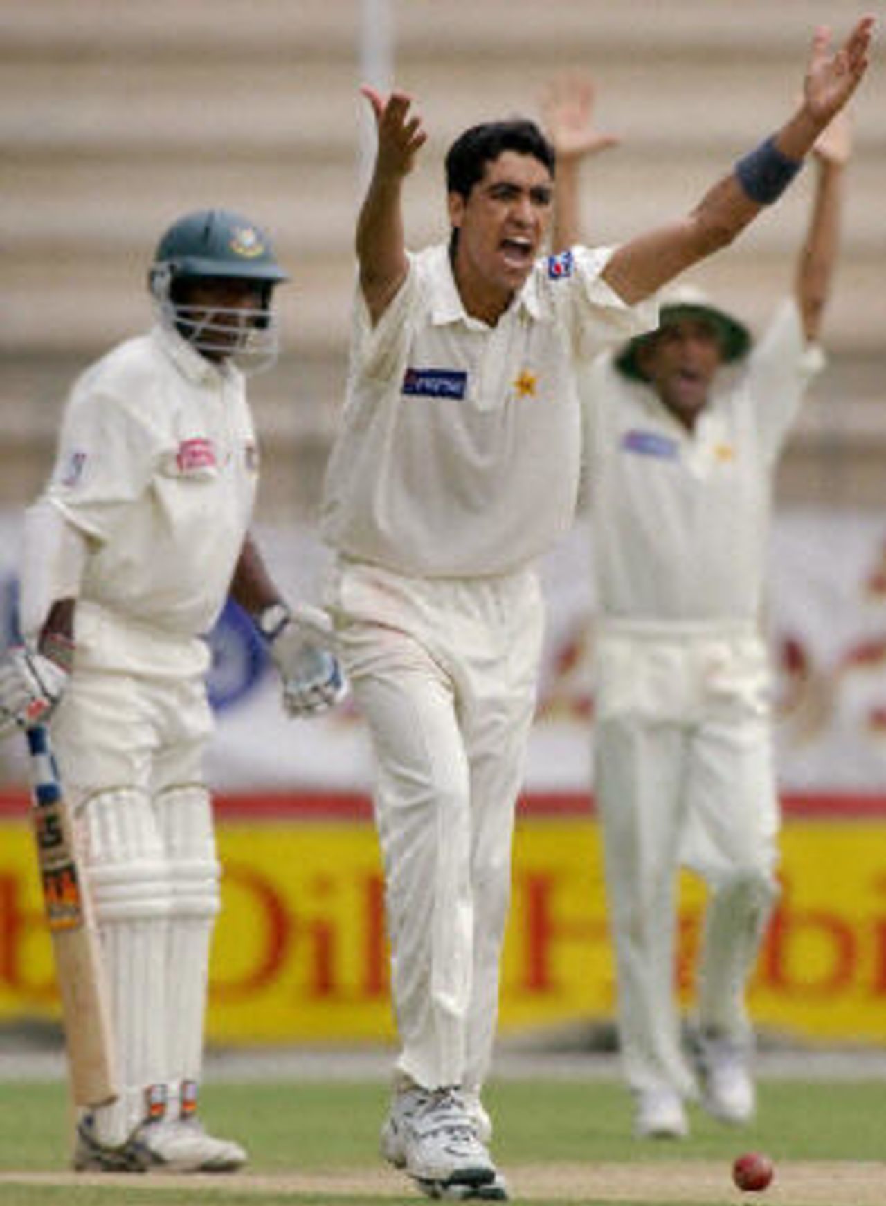 Umar Gul successfuly appeals, Pakistan v Bangladesh, 3rd Test, Multan, September 5, 2003.