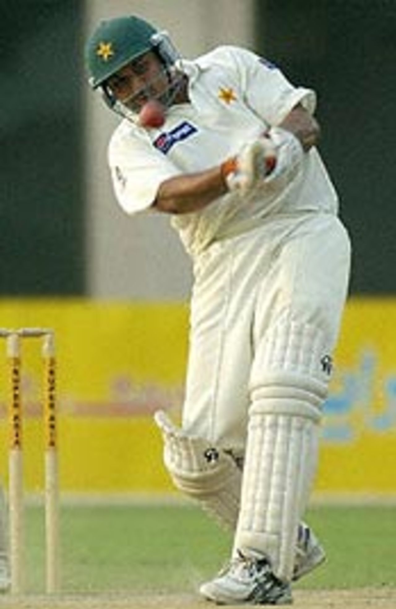 Inzamam-ul-Haq drives on the third day of the third Test against Bangladesh at Multan
