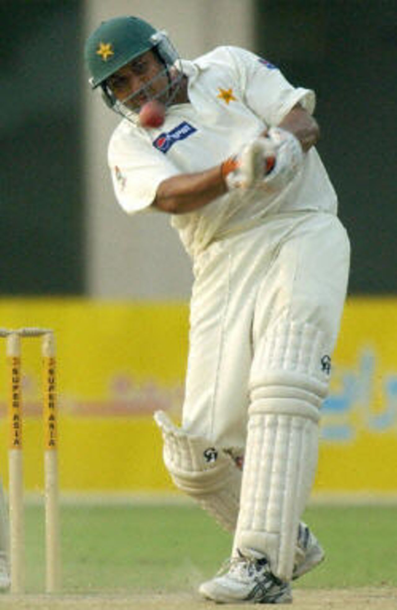Inzamam-ul-Haq hits a boundary, Pakistan v Bangladesh, 3rd Test, Multan, September 5, 2003.