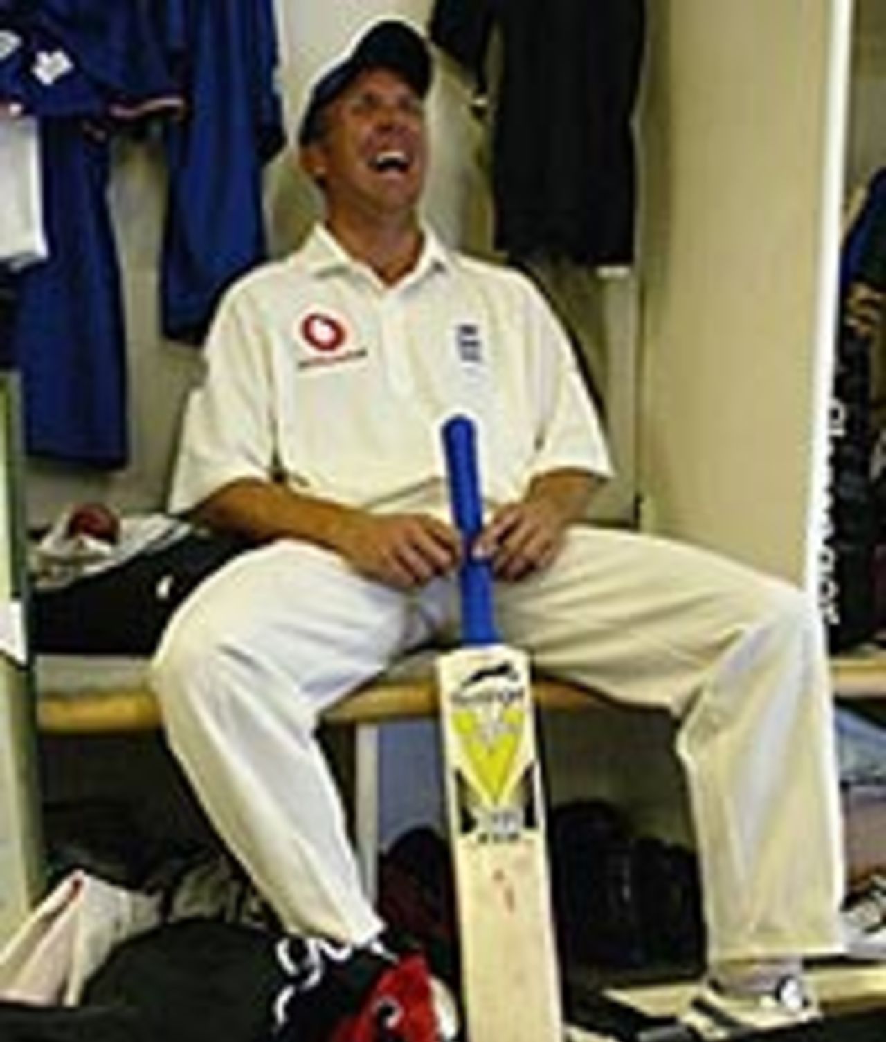 Alec Stewart in the dressing-rooms after his final Test, against South Africa at The Oval