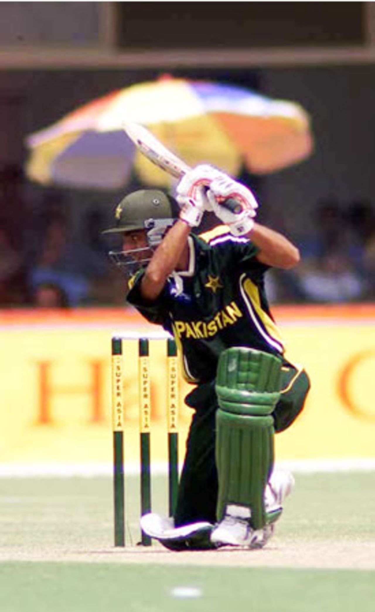 Yasir Hameed drives during his innings of 116, Pakistan v Bangladesh, 1st ODI, Multan, September 9, 2003.