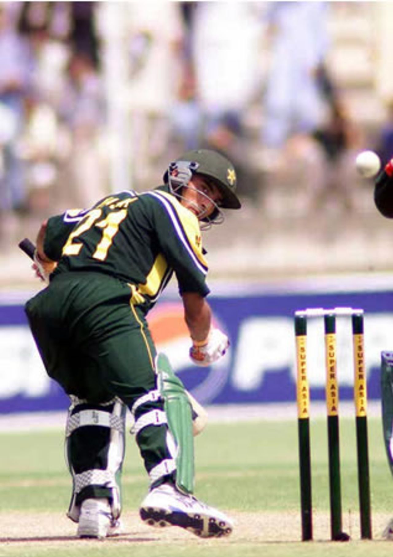 A close shave for Yasir Hameed, Pakistan v Bangladesh, 1st ODI, Multan, September 9, 2003.