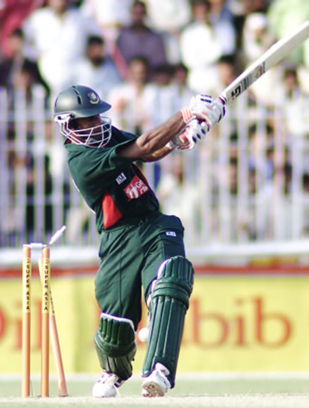 Khaled Mashud misses a slog to leg, Pakistan v Bangladesh, 2nd ODI, Faisalabad, September 12, 2003.