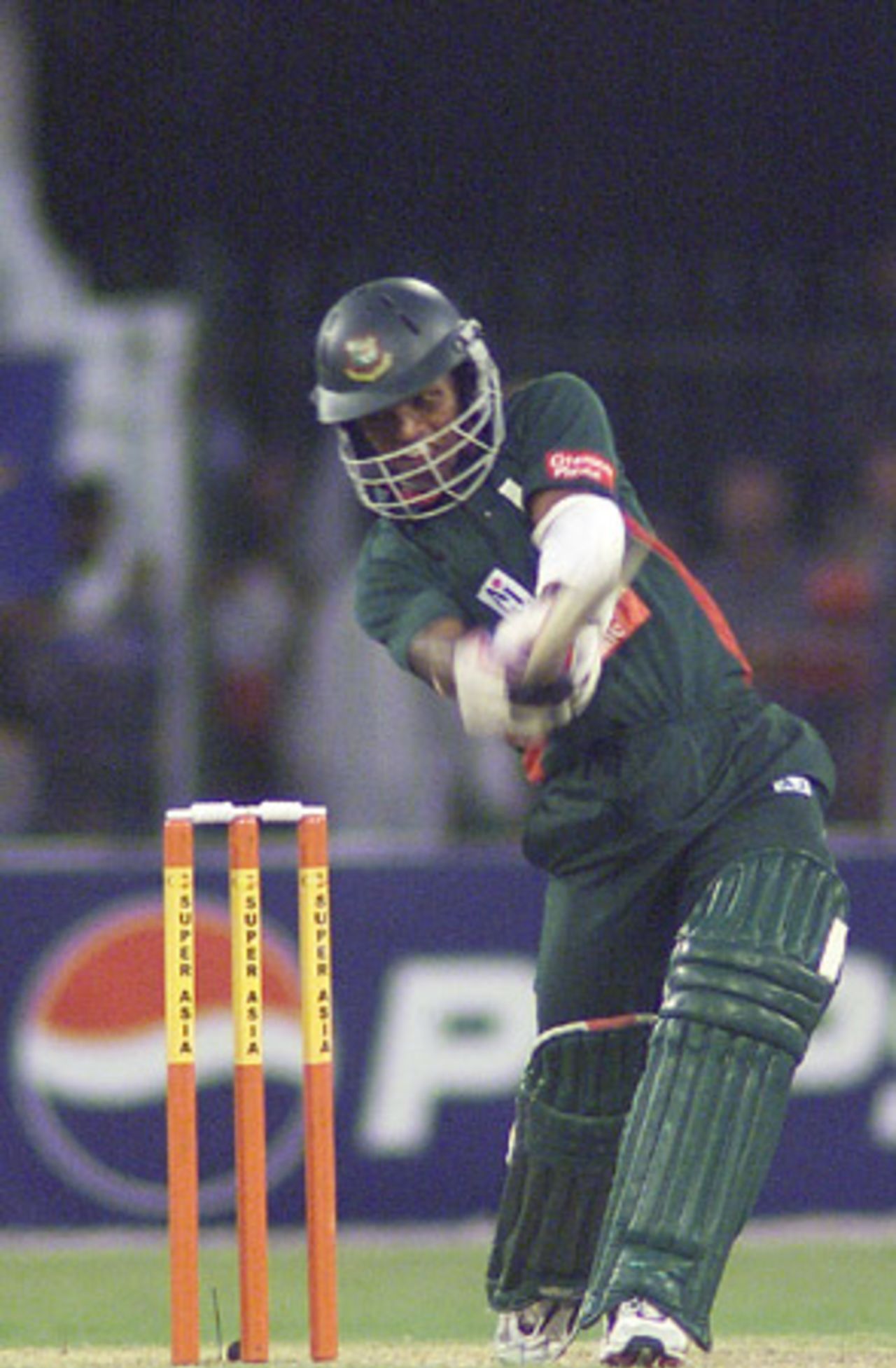 Rajin Saleh hits a ball, Pakistan v Bangladesh, 3rd ODI, Lahore, September 15, 2003.