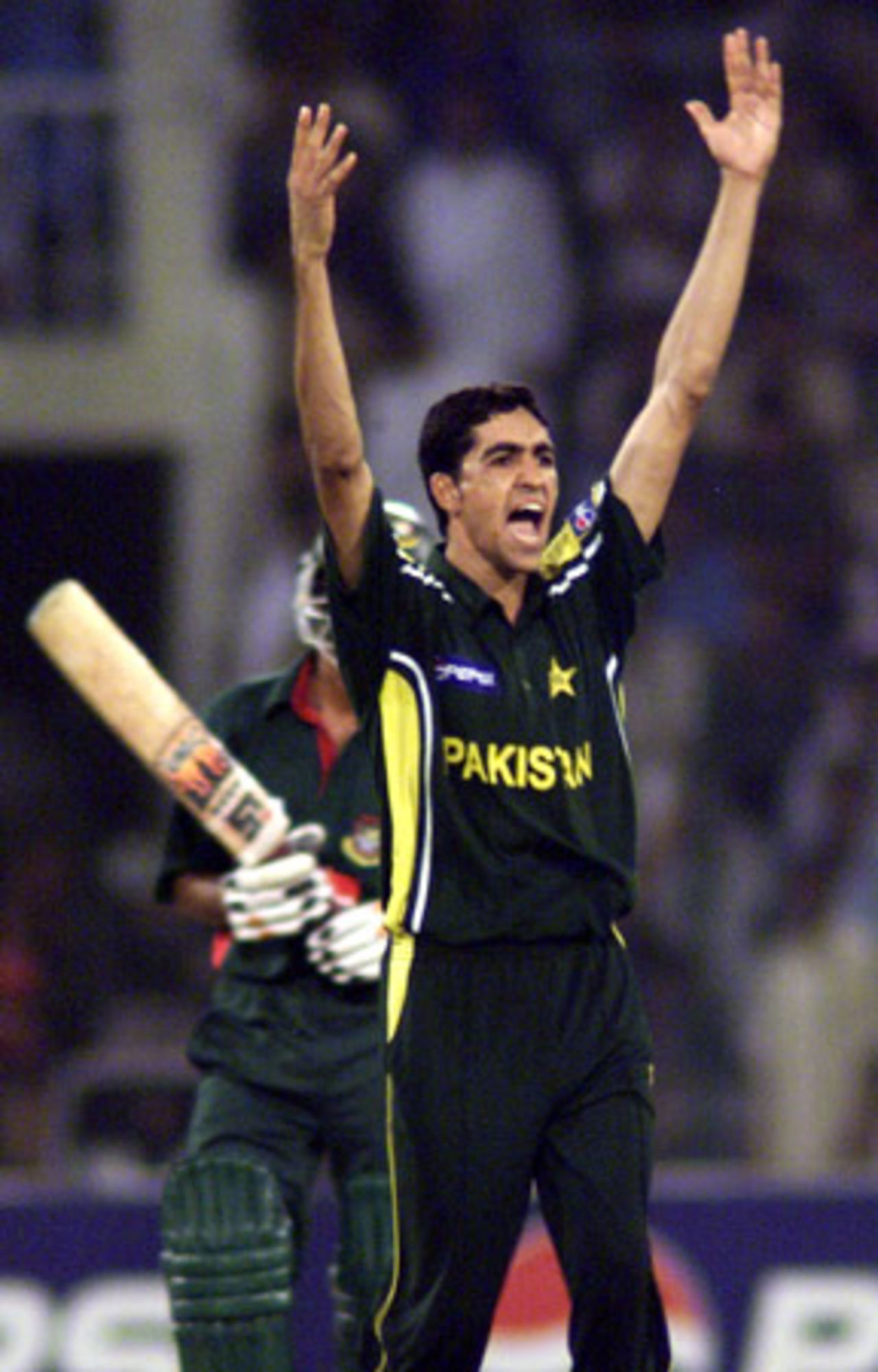 Umar Gul successfuly appeals, Pakistan v Bangladesh, 3rd ODI, Lahore, September 15, 2003.